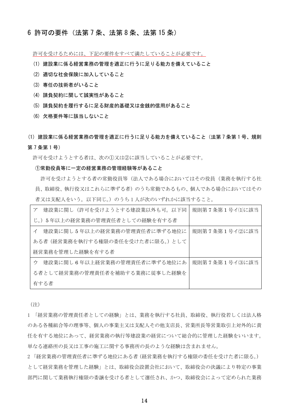 埼玉県建設業許可手引き 6要件